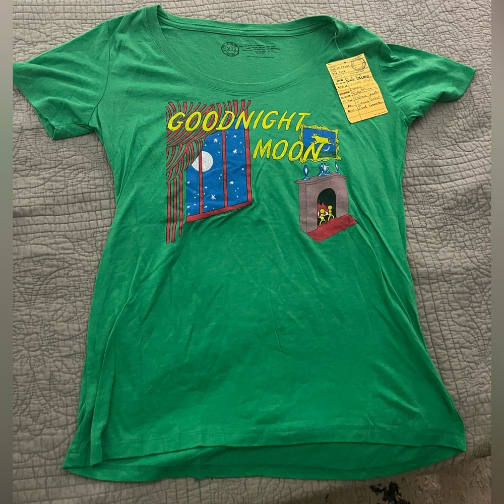 Out of Print T-shirt, size XL, Goodnight Moon cover on green shirt
